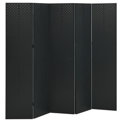 VidaXL Kamerscherm met 5 panelen 200x180 cm staal zwart