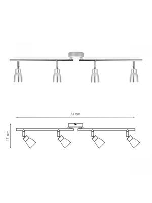 Moderne LED Opbouwspot Alba - Geborsteld staal - 81/9/17cm - Dimbaar - plafonniere gemaakt van metaal - inclusief LED lichtbron - GU10 fitting - 5W - 390lm - 3000K - warm wit licht