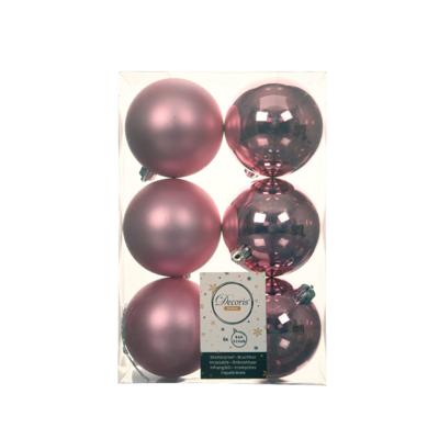 6 onbreekbare kerstballen lippenstift roze 8 cm