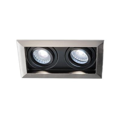 Durham - LED Inbouwspot - 8 Watt 690 Lumen - 6500K Daglicht wit - Dubbel - GU10 - Kantelbaar - Verzonken - IP20 voor binnen - Rechthoek - RVS