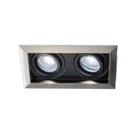 Durham - LED Inbouwspot - 8 Watt 690 Lumen - 6500K Daglicht wit - Dubbel - GU10 - Kantelbaar - Verzonken - IP20 voor binnen - Rechthoek - RVS - thumbnail