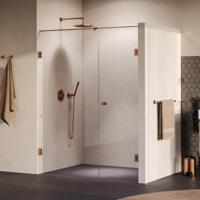 BRAUER Void Carving nisdeur 2-delig helder glas 150x200 omkeerbaar met draaideur 70 aan muur incl. glascoating PVD koper geborsteld - thumbnail