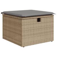 7-delige Loungeset met kussens poly rattan beige - thumbnail