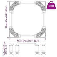 VidaXL Wasmachinebasis grijs 67 x 67 x 21,5 cm roestvrij staal - thumbnail