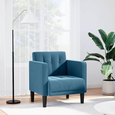 Fauteuil met armleuningen Blauw 53 cm Fluweel Fauteuil met armleuningen Blauw 53 cm Fluweel