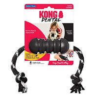 KONG EXTREME DENTAL MET TOUW ZWART / WIT 12X5X5 CM - thumbnail