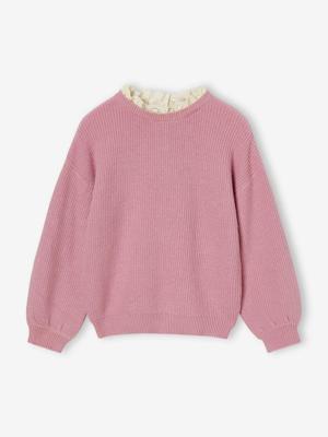 Meisjestrui met losse pasvorm en sierkraag lavendel