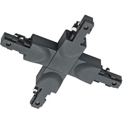 2-Fase Mat Zwarte Spanningsrail X-Kruis Connector