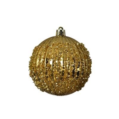Kerstbal Plastic Glitter Ø8cm Goud