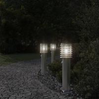 Buitenvloerlampen 3 st met sensors 60 cm roestvrijstaal zilver - thumbnail