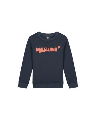 Malelions Sweater inked - Navy blauw / Donker oranje