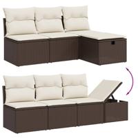 8-delige Loungeset met kussens poly rattan bruin - thumbnail