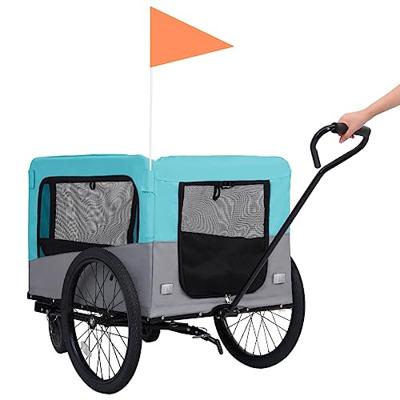 Fietstrailer en hondenwagen 2-in-1 blauw en grijs - thumbnail