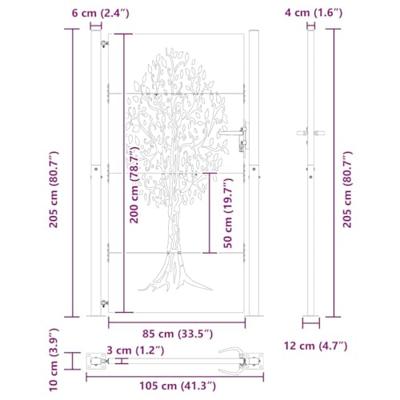 Tuinpoort met slot Zwart 105 x 200 cm Poedergecoat staal