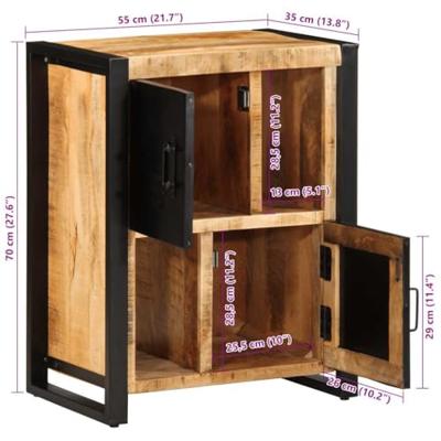 Dressoir 55x35x70 cm massief ruw mangohout