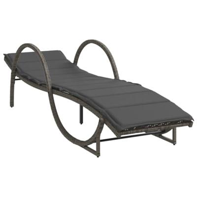 Ligbedden 2 st met tafel poly rattan grijs - thumbnail