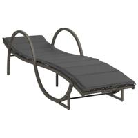 Ligbed met kussen 60x199x42 cm poly rattan grijs - thumbnail
