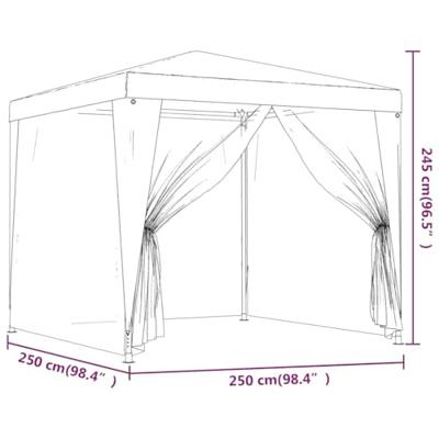 Partytent met 4 mesh zijwanden 2,5x2,5 m HDPE blauw - thumbnail