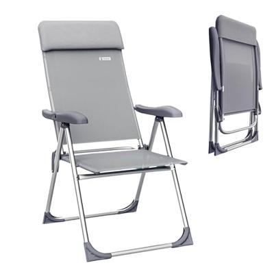 Tuinstoel Aluminium met Hoge Rugleuning Grijs Set van 2 stuks