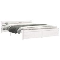 Bedframe massief hout wit 150x200 cm - thumbnail