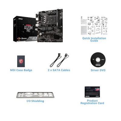 Moederbord MSI A520M PRO AMD A520 AMD AM4 Moederbord MSI A520M PRO AMD A520 AMD AM4