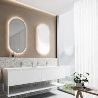 Badkamermeubelset BWS Anubis Frame 160cm 2 Laden Mat Wit Met Wastafel (Naar Keuze) - thumbnail