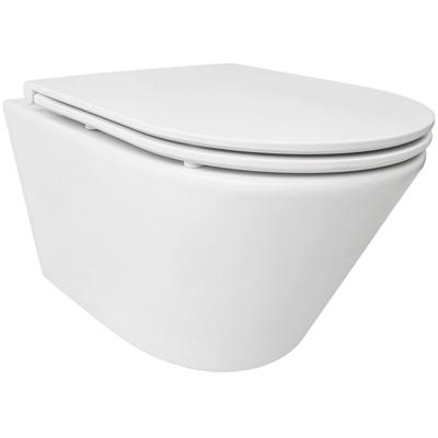 Wiesbaden Vesta Tornado Flush Wandcloset Rimless met Flatline Toiletzitting - Softclose en Quick Release - Mat Wit