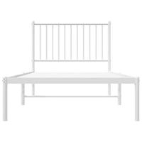 Bedframe met hoofdbord metaal wit 90x200 cm - thumbnail