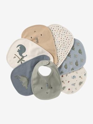 Set van 7 babyslabbetjes wit, bedrukt Set van 7 babyslabbetjes wit, bedrukt