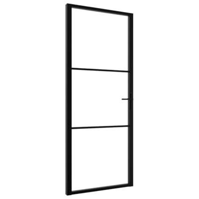 VidaXL Binnendeur 83x201,5 cm esg-glas en aluminium zwart VidaXL Binnendeur 83x201,5 cm esg-glas en aluminium zwart