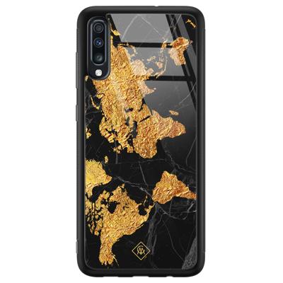 Samsung Galaxy A50 glazen hardcase - Wereldkaart