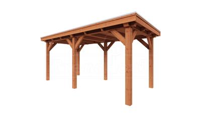 Trendhout Overkapping Siena 535x300 cm- Plat dak- Onbehandeld lariks Douglas hout- Trendhout