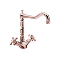 Wastafelmengkraan Sapho Antea 2-knop Uitloop Recht 24 cm Rose Goud Sapho - thumbnail