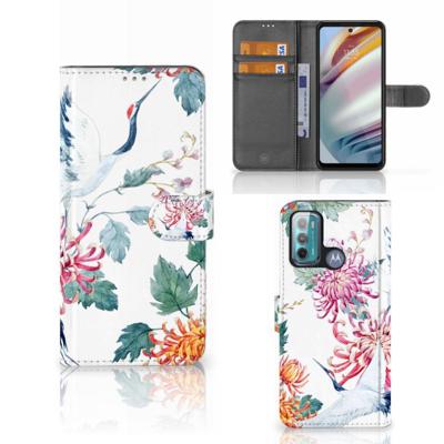 Motorola Moto G60 | Telefoonhoesje | Met pasjeshouder | Bird Flowers