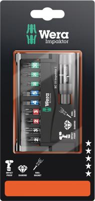 Wera 8740/51/55/67-9/IMP DC 05073980001 Bitset 10-delig Kruiskop Phillips, Kruiskop Pozidriv, Inbus, Binnen-Torx Impactor technologie
