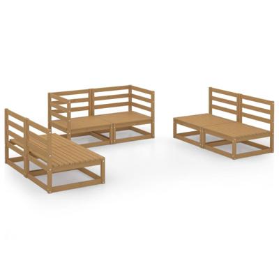 6-delige Loungeset massief grenenhout honingbruin