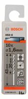 Bosch Accessories 2608585471 2608585471 HSS Metaal-spiraalboor 1.6 mm Gezamenlijke lengte 43 mm Geslepen DIN 338 Cilinderschacht 10 stuk(s) - thumbnail