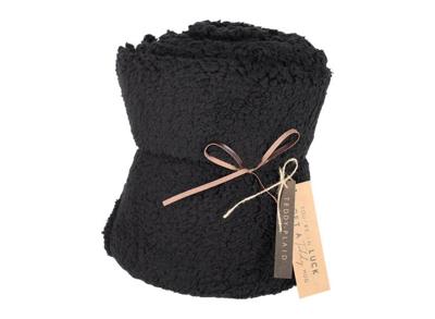 JENS Living Teddy plaid - Deken - Polyester - 160 x 120 cm - Zwart