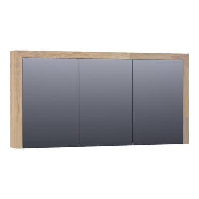 Brauer Rise Spiegelkast 140 cm - zonder Verlichting - Met 3 Dubbelzijdige Spiegeldeuren - Vingerlas Eiken Grijs
