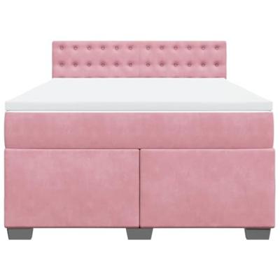 Boxspring met matras fluweel roze 140x190 cm
