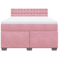 Boxspring met matras fluweel roze 140x190 cm - thumbnail
