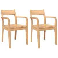 Eetkamerstoelen 2 st massief hout naturel rubber - thumbnail