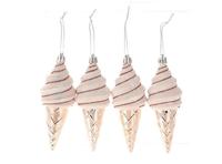 Kersthanger ijsje set a 4 stuks roze - thumbnail