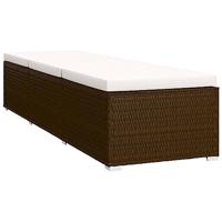 Ligbed met kussen en theetafel poly rattan bruin - thumbnail