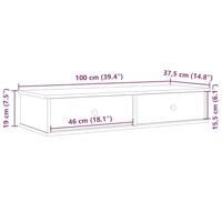 Wandschap met lades 100x37,5x19cm bewerkt hout artisanaal eiken - thumbnail