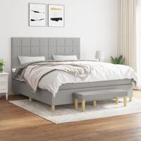 Boxspring met matras stof lichtgrijs 180x200 cm - thumbnail