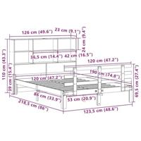 Bed met boekenkast zonder matras massief grenenhout 120x190 cm - thumbnail