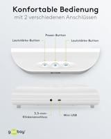Goobay 95122 Stereo luidspreker, 6 W, voor tv, pc, mobiele telefoon, Mac en laptop, USB soundbar, 2 x 3 W, geluidssysteem met digitale versterker en subwoofer membraan, wit - thumbnail