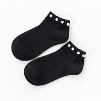 Dames Short Socks Candy Color Socks Katoen Mooie Glimmende Parelsokken (Zwart) - thumbnail