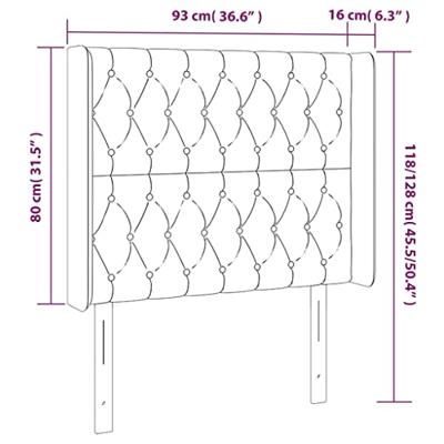 Hoofdbord met randen 93x16x118/128 cm stof blauw